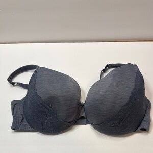 Cacique 44DD Lightly Lined Full Coverage Gray Lace Bra